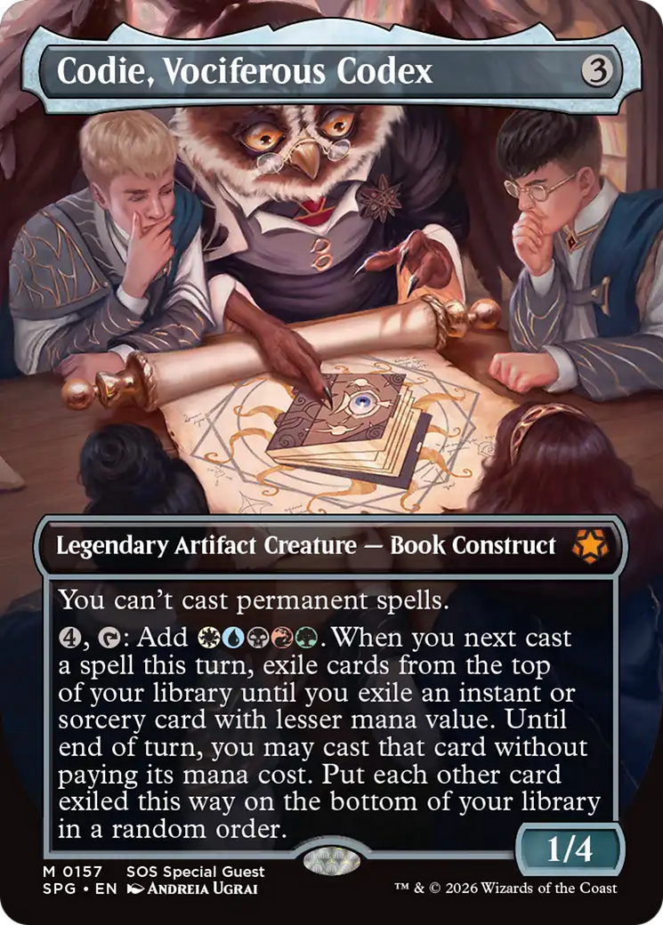 Codie, Vociferous Codex (Borderless) [Secrets of Strixhaven Special Guests] MTG Single Magic: The Gathering | Red Claw Gaming
