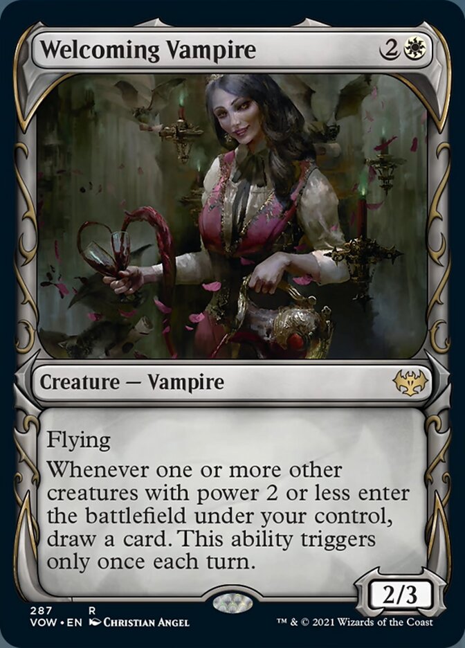 Welcoming Vampire (Showcase Fang Frame) [Innistrad: Crimson Vow] MTG Single Magic: The Gathering | Red Claw Gaming