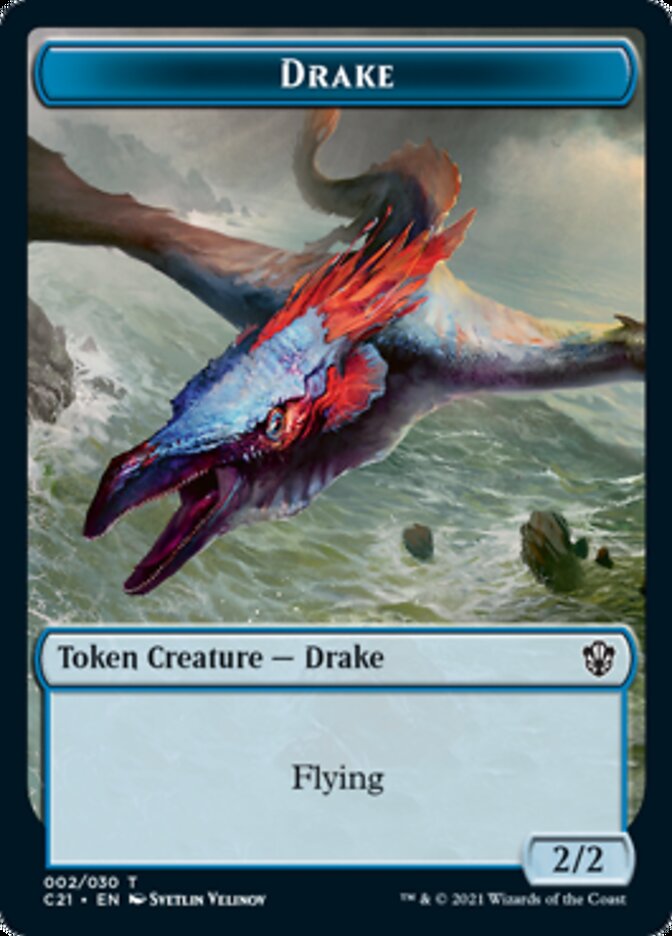 Drake // Elemental (002) Double-Sided Token [Commander 2021 Tokens] MTG Single Magic: The Gathering | Red Claw Gaming