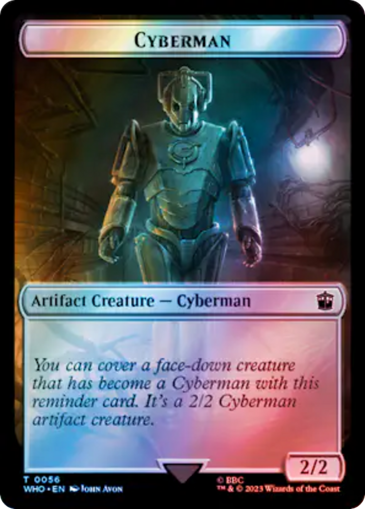 Warrior // Cyberman Double-Sided Token (Surge Foil) [Doctor Who Tokens] MTG Single Magic: The Gathering | Red Claw Gaming