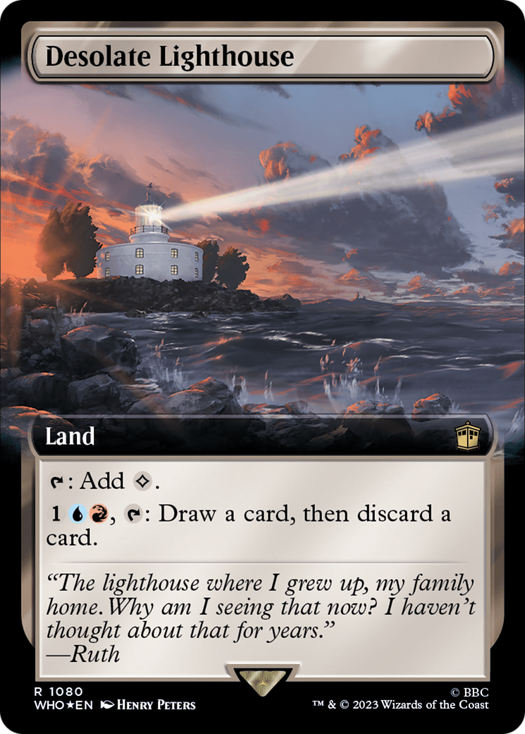 Desolate Lighthouse (Extended Art) (Surge Foil) [Doctor Who] MTG Single Magic: The Gathering | Red Claw Gaming