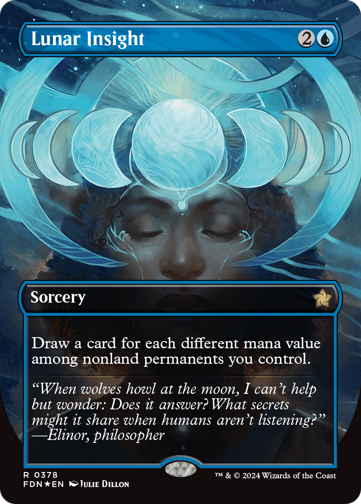 Lunar Insight (Borderless) (Mana Foil) [Foundations] MTG Single Magic: The Gathering | Red Claw Gaming