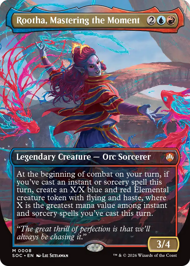 Rootha, Mastering the Moment (Borderless) [Secrets of Strixhaven Commander] MTG Single Magic: The Gathering | Red Claw Gaming