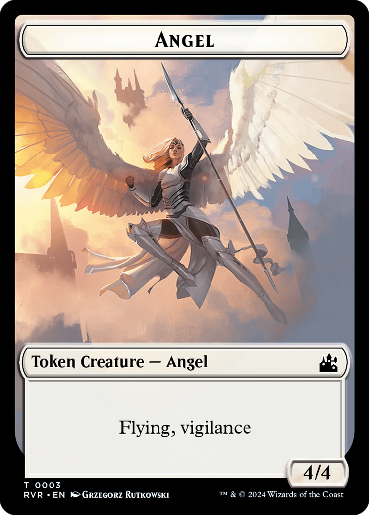 Elf Knight // Angel (0003) Double-Sided Token [Ravnica Remastered Tokens] MTG Single Magic: The Gathering | Red Claw Gaming