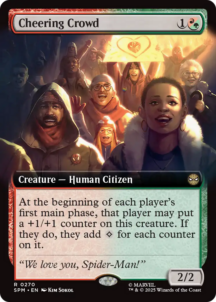 Cheering Crowd (Extended Art) [Marvel's Spider-Man] MTG Single Magic: The Gathering | Red Claw Gaming