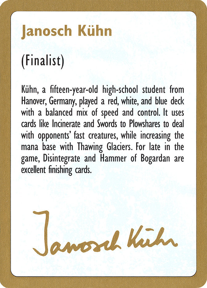 Janosch Kuhn Bio [World Championship Decks 1997] MTG Single Magic: The Gathering | Red Claw Gaming