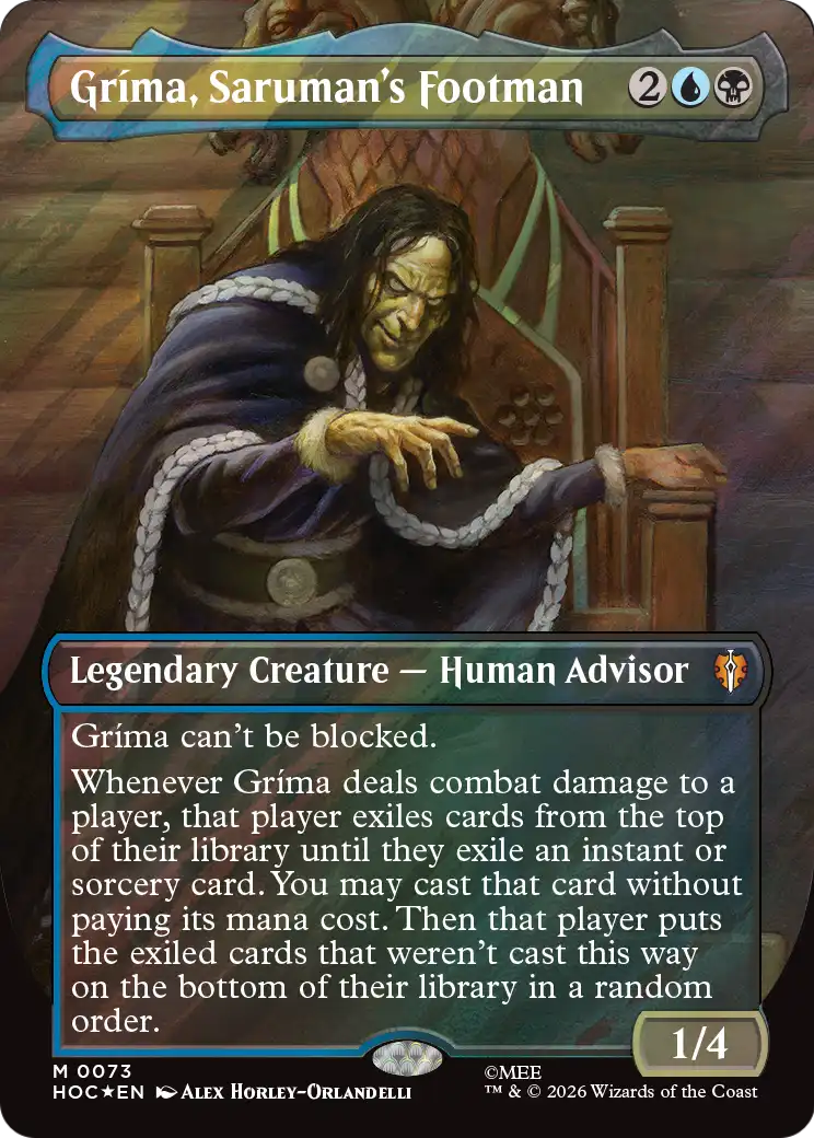 Grima, Saruman's Footman (Borderless) (Surge Foil) [The Hobbit: Eternal-Legal] | Red Claw Gaming