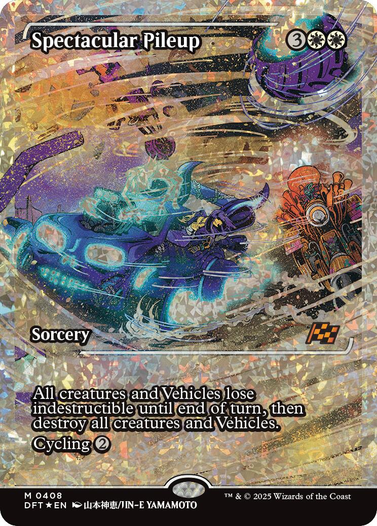 Spectacular Pileup (Showcase Fracture Foil) (Japanese) [Aetherdrift] MTG Single Magic: The Gathering | Red Claw Gaming