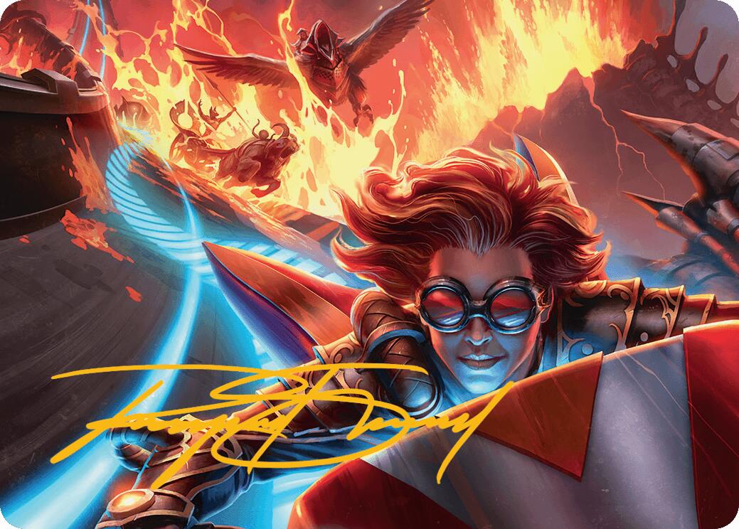 Outpace Oblivion Art Card (Gold-Stamped Signature) [Aetherdrift Art Series] MTG Single Magic: The Gathering | Red Claw Gaming