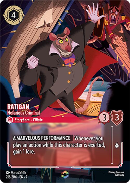 Ratigan - Nefarious Criminal (Enchanted) (216/204) [Archazia's Island] Lorcana Single Disney | Red Claw Gaming