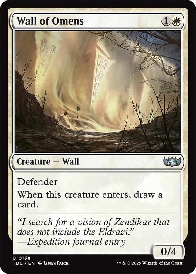 Wall of Omens [Tarkir: Dragonstorm Commander] MTG Single Magic: The Gathering | Red Claw Gaming