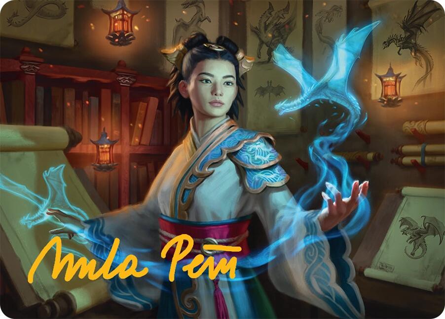 Dragonologist Art Card (6/54) (Gold-Stamped Signature) [Tarkir: Dragonstorm Art Series] MTG Single Magic: The Gathering | Red Claw Gaming