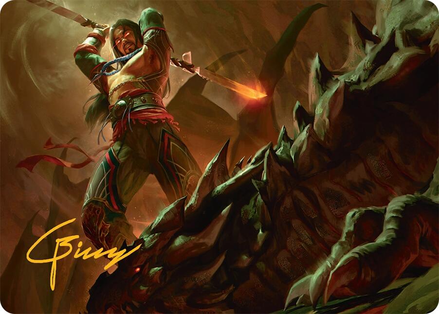 Sarkhan's Resolve Art Card (18/54) (Gold-Stamped Signature) [Tarkir: Dragonstorm Art Series] MTG Single Magic: The Gathering | Red Claw Gaming