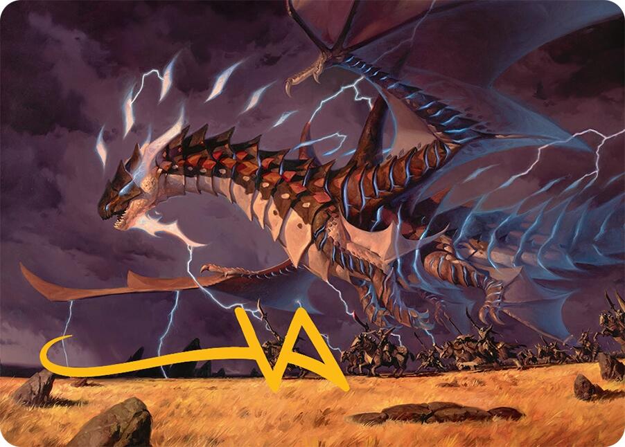 Neriv, Heart of the Storm Art Card (25/54) (Gold-Stamped Signature) [Tarkir: Dragonstorm Art Series] MTG Single Magic: The Gathering | Red Claw Gaming