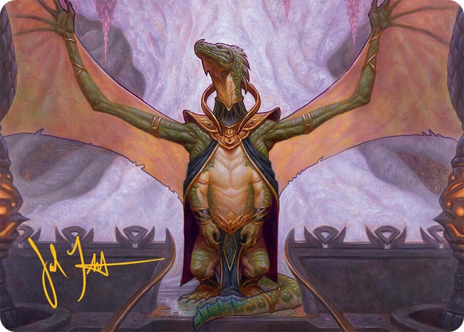 Kheru Goldkeeper Art Card (36/54) (Gold-Stamped Signature) [Tarkir: Dragonstorm Art Series] MTG Single Magic: The Gathering | Red Claw Gaming