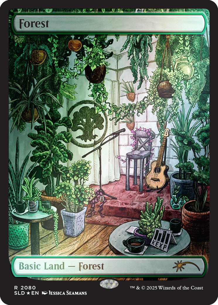 Forest (2080) (Rainbow Foil) [Secret Lair Drop Series] MTG Single Magic: The Gathering | Red Claw Gaming