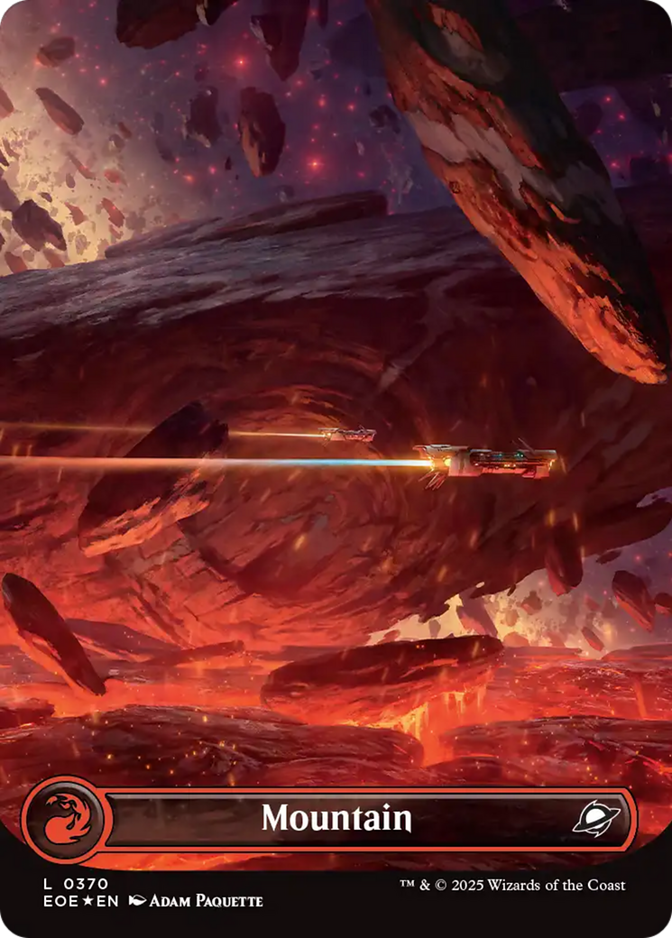 Mountain (0370) (Borderless) (Galaxy Foil) [Edge of Eternities] MTG Single Magic: The Gathering | Red Claw Gaming