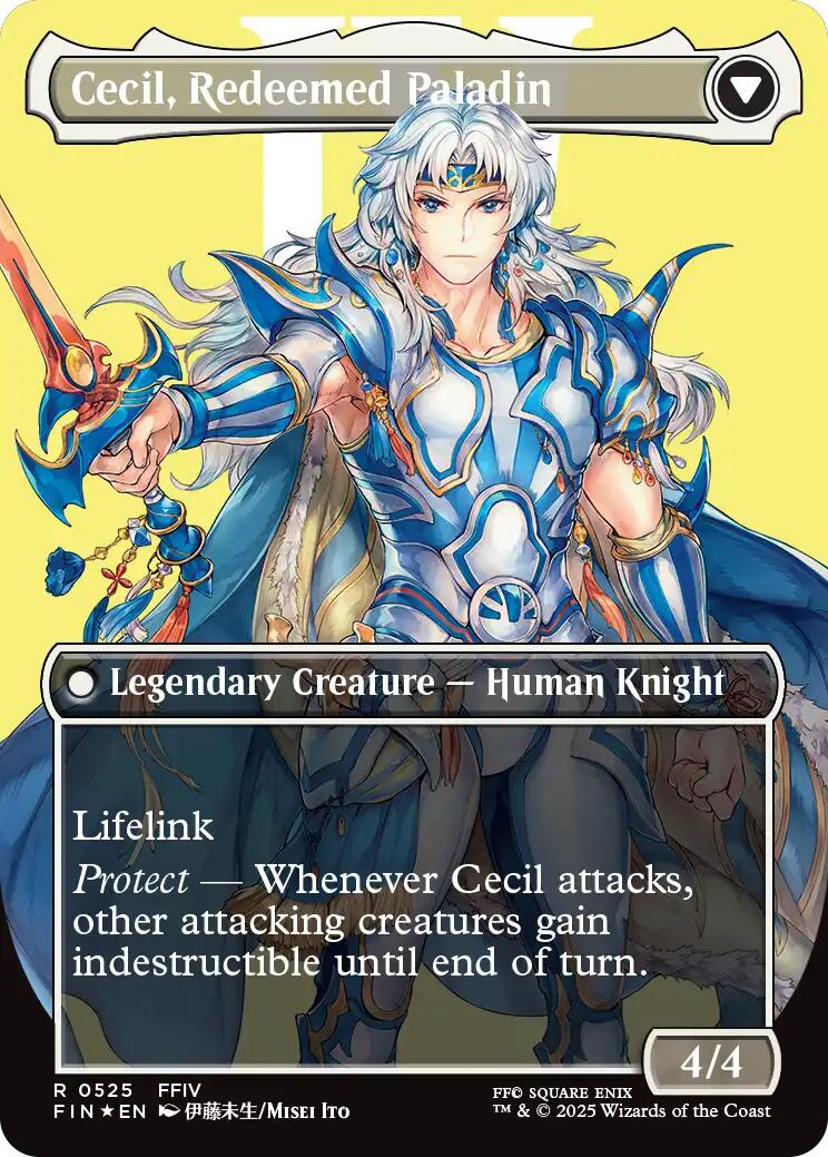 Cecil, Dark Knight // Cecil, Redeemed Paladin (Borderless) (Surge Foil) [FINAL FANTASY] MTG Single Magic: The Gathering | Red Claw Gaming