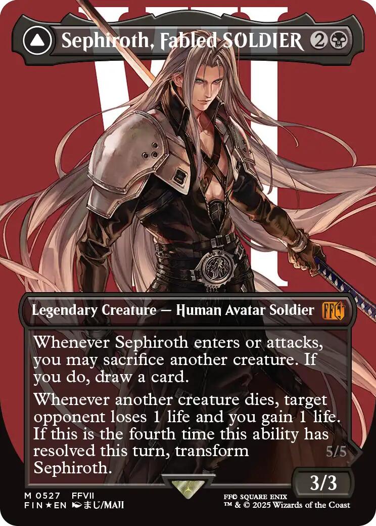Sephiroth, Fabled SOLDIER // Sephiroth, One-Winged Angel (Borderless) (Surge Foil) [FINAL FANTASY] MTG Single Magic: The Gathering | Red Claw Gaming