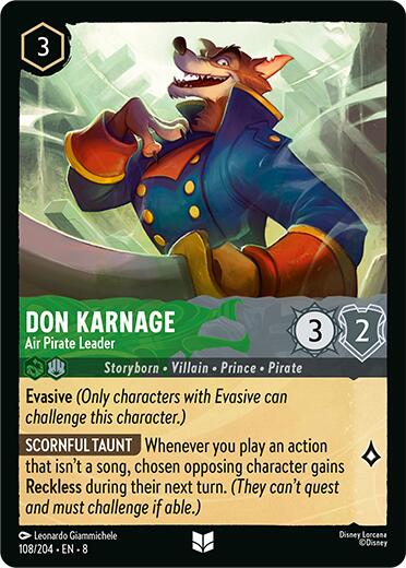 Don Karnage - Air Pirate Leader (108/204) [Reign of Jafar] Lorcana Single Disney | Red Claw Gaming