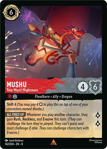 Mushu - Your Worst Nightmare (142/204) [Reign of Jafar] Lorcana Single Disney | Red Claw Gaming