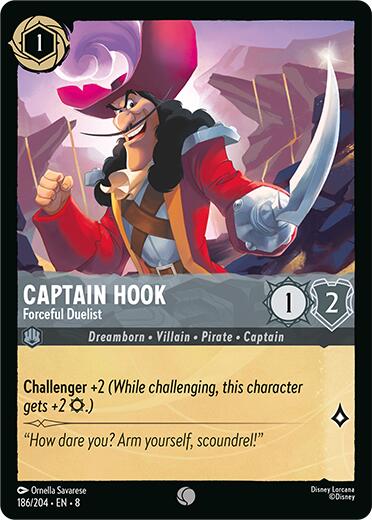 Captain Hook - Forceful Duelist (186/204) [Reign of Jafar] Lorcana Single Disney | Red Claw Gaming