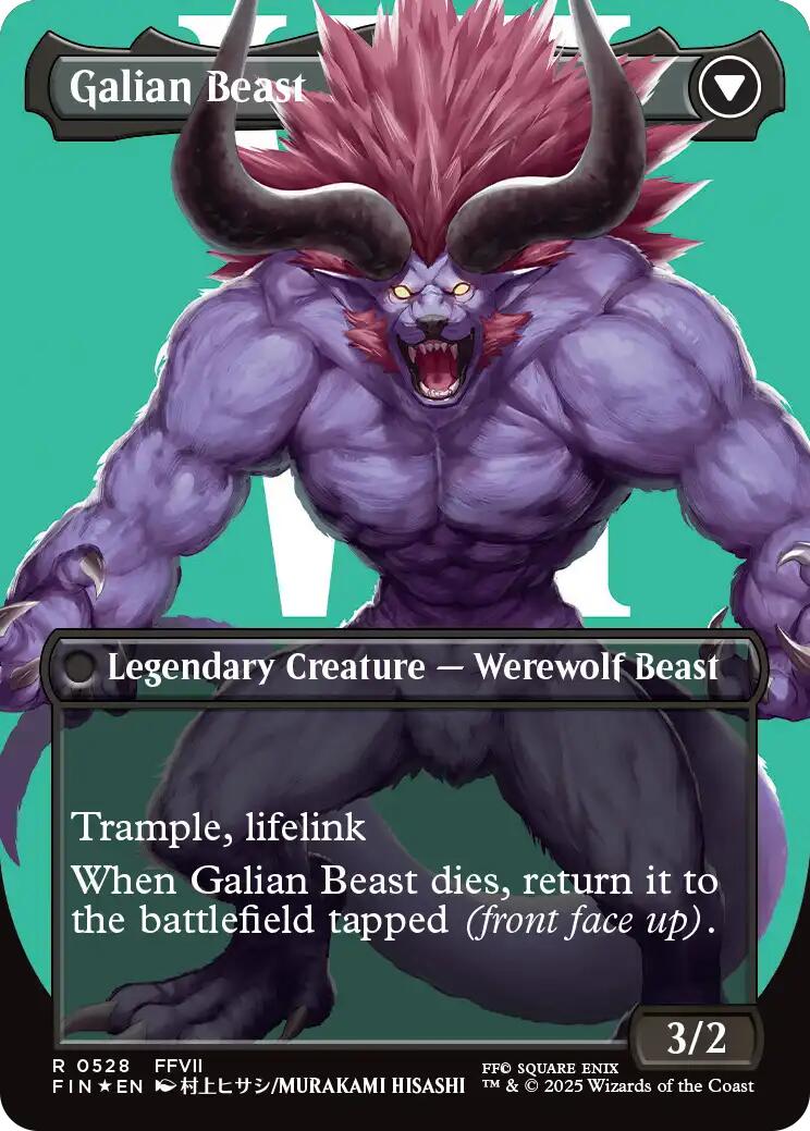 Vincent Valentine // Galian Beast (Borderless) (Surge Foil) [FINAL FANTASY] MTG Single Magic: The Gathering | Red Claw Gaming