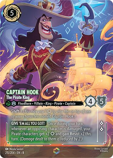 Captain Hook - The Pirate King (Enchanted) (215/204) [Reign of Jafar] Lorcana Single Disney | Red Claw Gaming