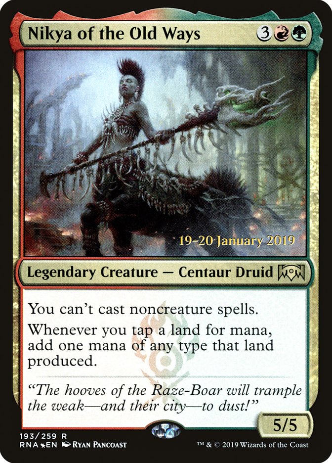 Nikya of the Old Ways [Ravnica Allegiance Prerelease Promos] MTG Single Magic: The Gathering | Red Claw Gaming