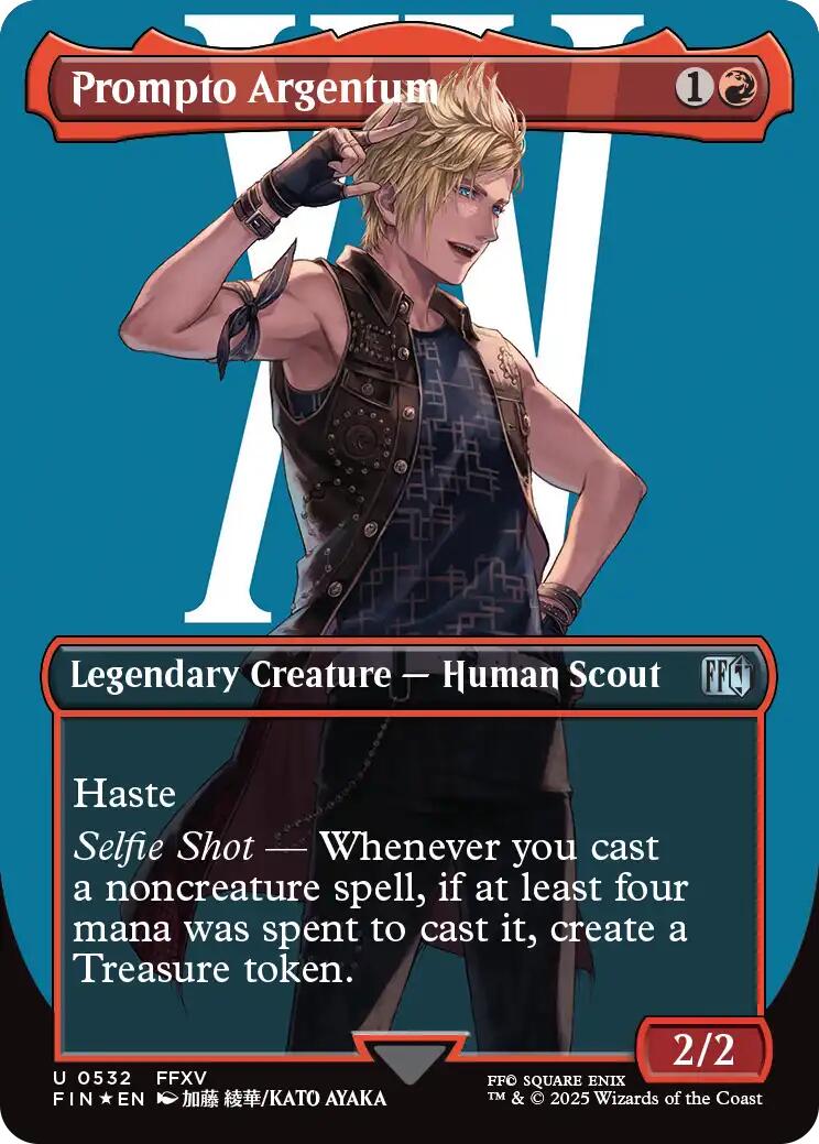 Prompto Argentum (Borderless) (Surge Foil) [FINAL FANTASY] MTG Single Magic: The Gathering | Red Claw Gaming