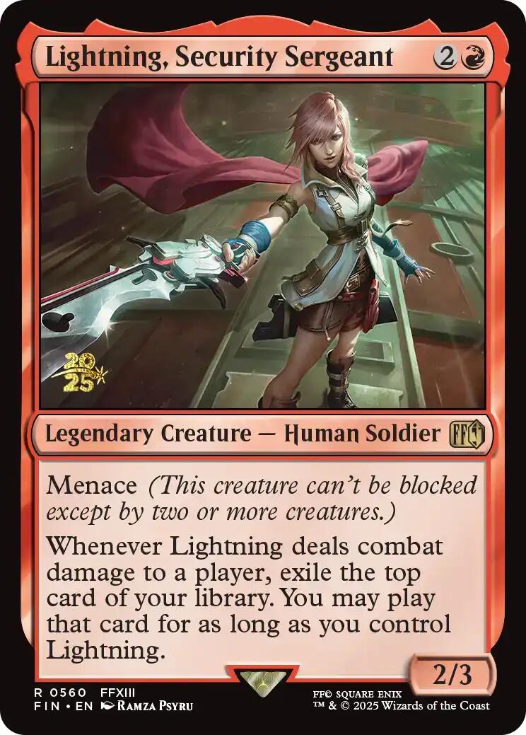 Lightning, Security Sergeant [FINAL FANTASY Prerelease Promo] MTG Single Magic: The Gathering | Red Claw Gaming