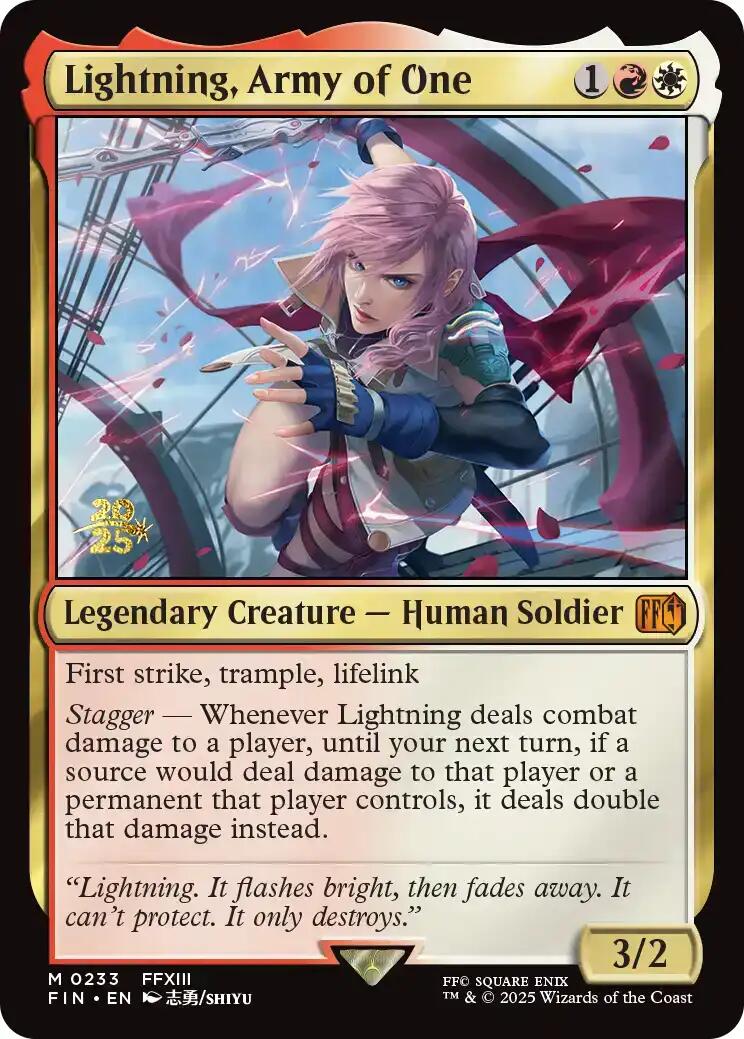 Lightning, Army of One [FINAL FANTASY Prerelease Promo] MTG Single Magic: The Gathering | Red Claw Gaming