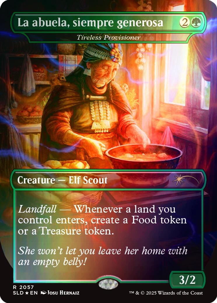 La abuela, siempre generosa - Tireless Provisioner (Rainbow Foil) [Secret Lair Drop Series] MTG Single Magic: The Gathering | Red Claw Gaming