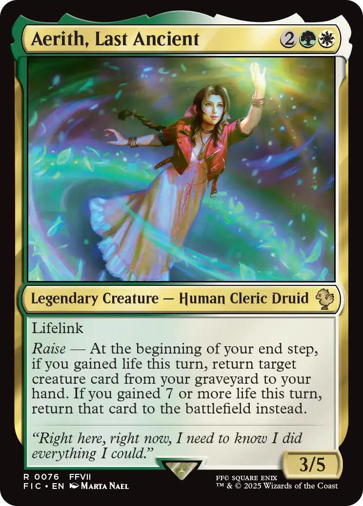 Aerith, Last Ancient (Surge Foil) [FINAL FANTASY Commander] MTG Single Magic: The Gathering | Red Claw Gaming