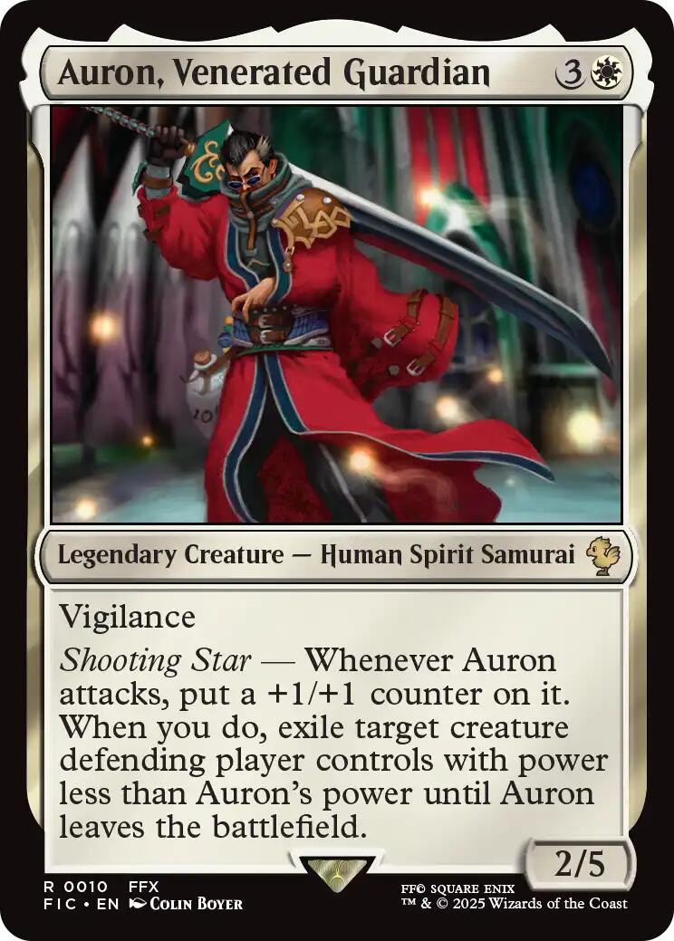 Auron, Venerated Guardian (Surge Foil) [FINAL FANTASY Commander] MTG Single Magic: The Gathering | Red Claw Gaming