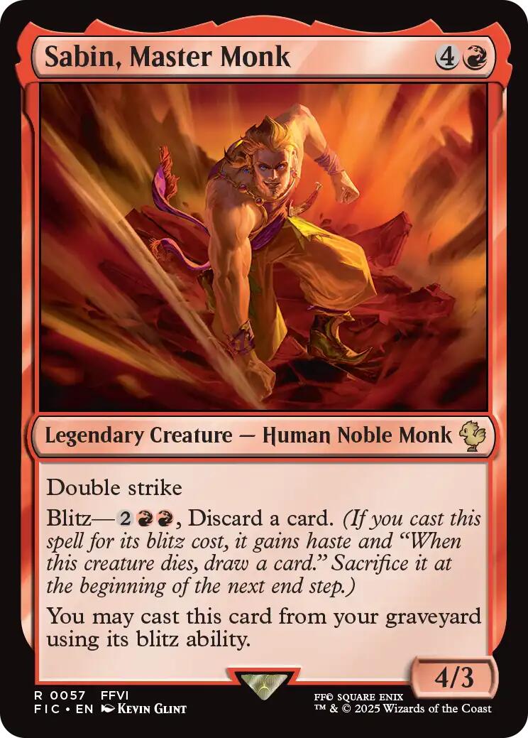 Sabin, Master Monk (Surge Foil) [FINAL FANTASY Commander] MTG Single Magic: The Gathering | Red Claw Gaming