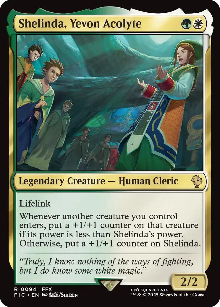 Shelinda, Yevon Acolyte (Surge Foil) [FINAL FANTASY Commander] MTG Single Magic: The Gathering | Red Claw Gaming