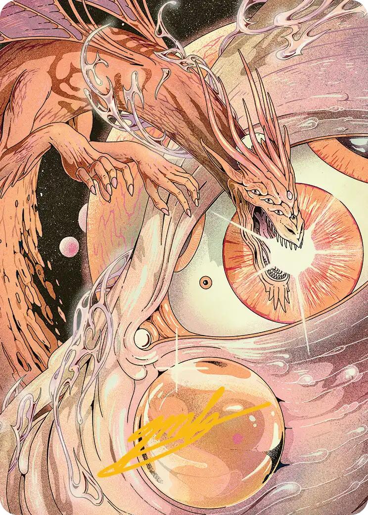 Nova Hellkite Art Card (40/54) (Gold-Stamped Signature) [Edge of Eternities Art Series] MTG Single Magic: The Gathering | Red Claw Gaming