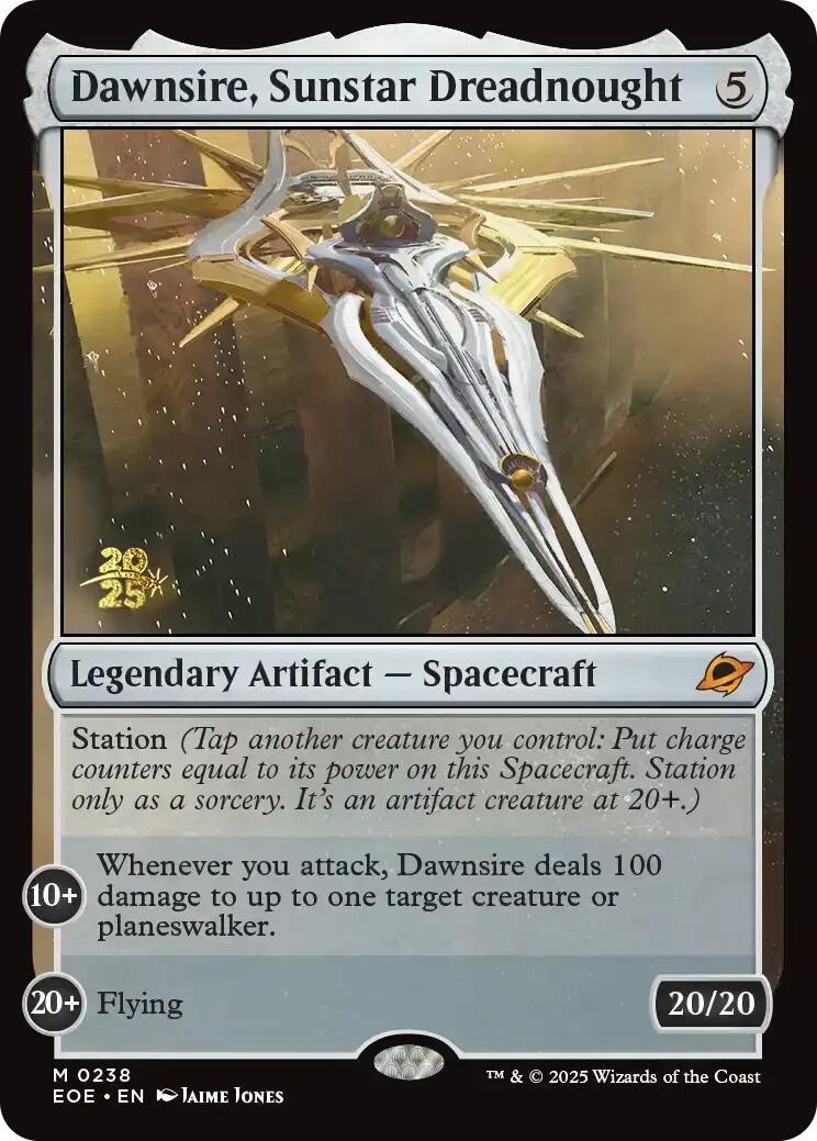 Dawnsire, Sunstar Dreadnought [Edge of Eternities Prerelease Promos] MTG Single Magic: The Gathering | Red Claw Gaming