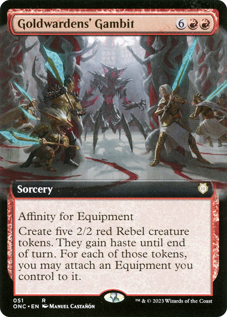 Goldwardens' Gambit (Extended Art) [Phyrexia: All Will Be One Commander] MTG Single Magic: The Gathering | Red Claw Gaming