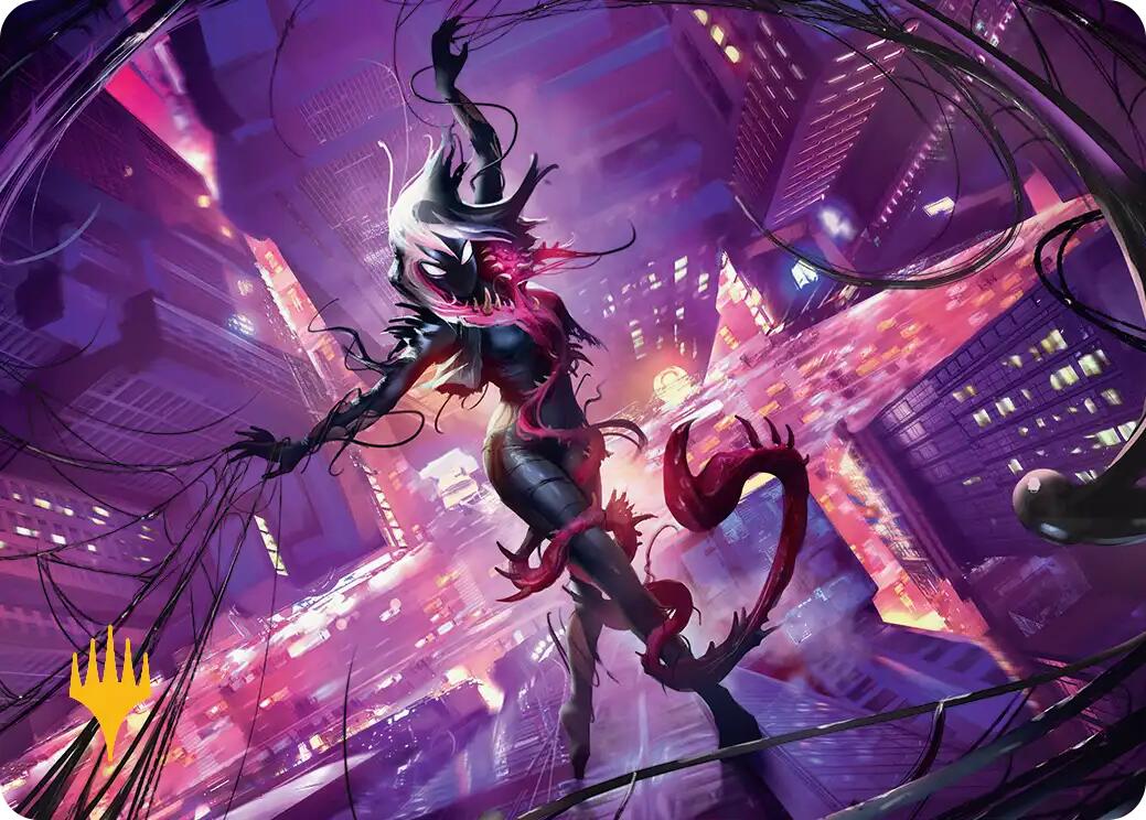 Gwenom, Remorseless Art Card (Gold-Stamped Planeswalker Symbol) [Marvel's Spider-Man Art Series] MTG Single Magic: The Gathering | Red Claw Gaming