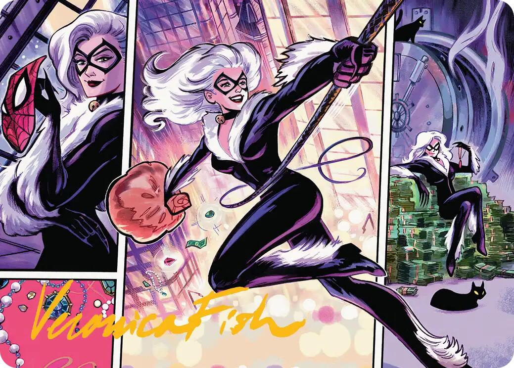 Black Cat, Cunning Thief Art Card (Gold-Stamped Signature) [Marvel's Spider-Man Art Series] MTG Single Magic: The Gathering | Red Claw Gaming