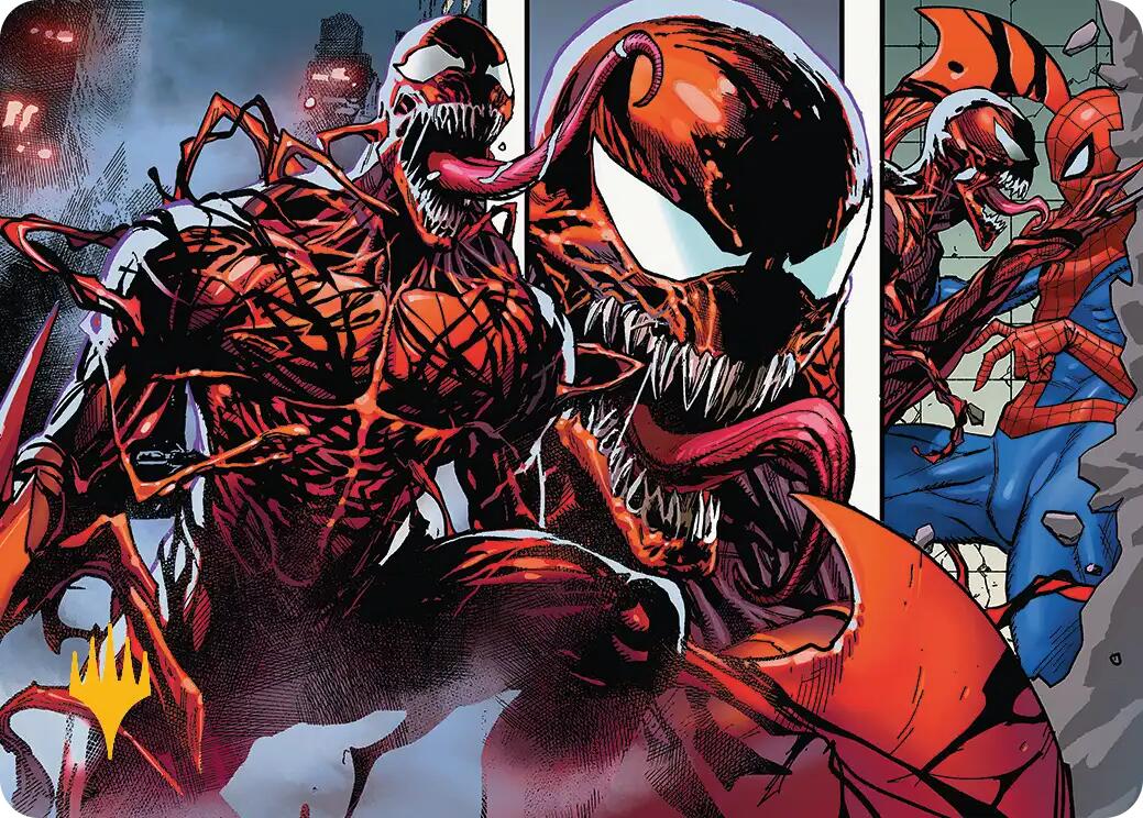 Carnage, Crimson Chaos Art Card (Gold-Stamped Planeswalker Symbol) [Marvel's Spider-Man Art Series] MTG Single Magic: The Gathering | Red Claw Gaming