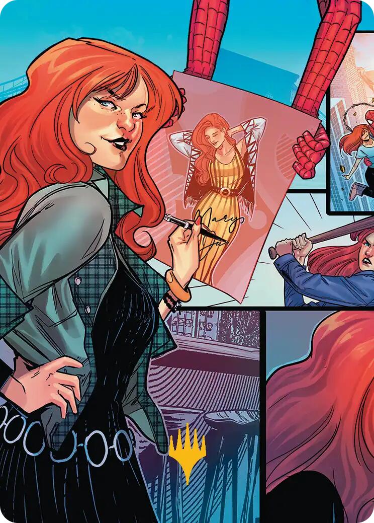 Mary Jane Watson Art Card (Gold-Stamped Planeswalker Symbol) [Marvel's Spider-Man Art Series] MTG Single Magic: The Gathering | Red Claw Gaming