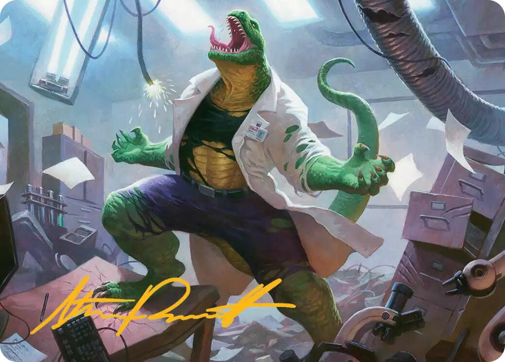 Lizard, Connors's Curse Art Card (Gold-Stamped Signature) [Marvel's Spider-Man Art Series] MTG Single Magic: The Gathering | Red Claw Gaming