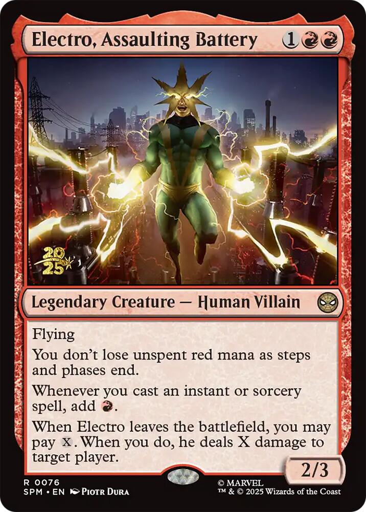 Electro, Assaulting Battery [Marvel's Spider-Man Prerelease Promos] MTG Single Magic: The Gathering | Red Claw Gaming