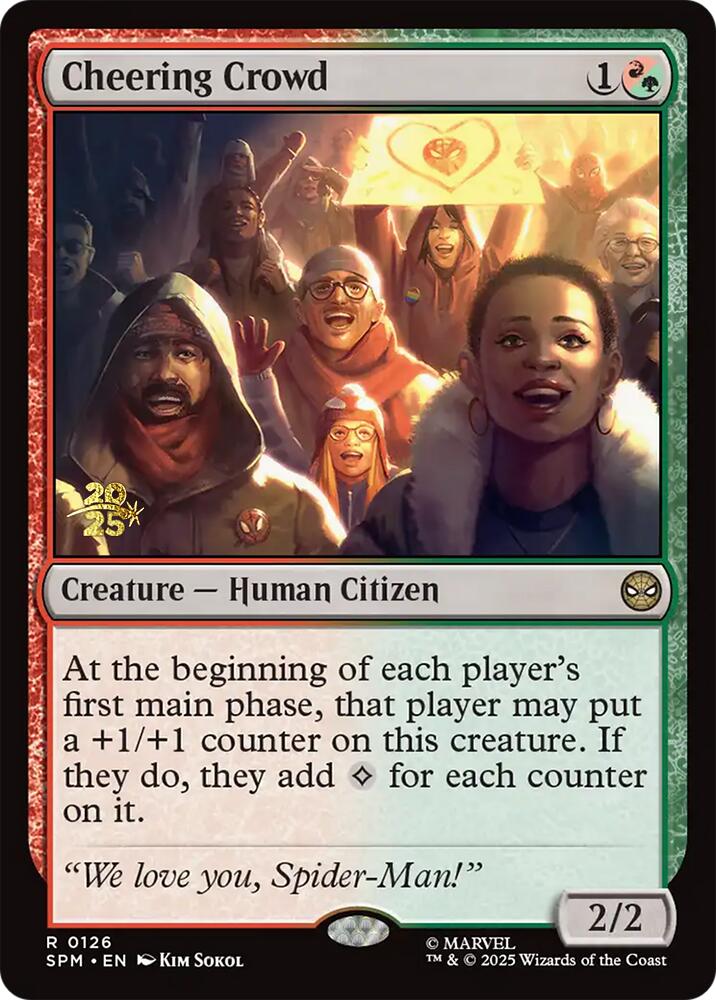 Cheering Crowd [Marvel's Spider-Man Prerelease Promos] MTG Single Magic: The Gathering | Red Claw Gaming
