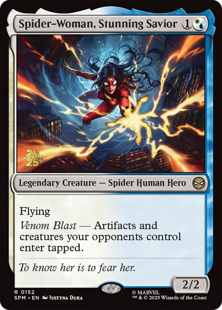 Spider-Woman, Stunning Savior [Marvel's Spider-Man Prerelease Promos] MTG Single Magic: The Gathering | Red Claw Gaming