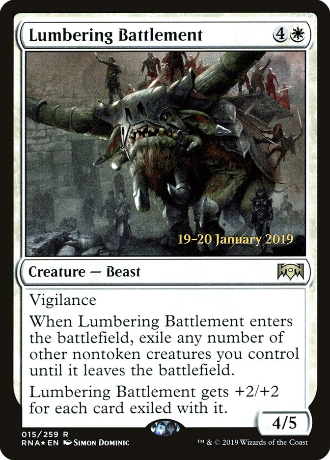 Lumbering Battlement [Ravnica Allegiance Prerelease Promos] MTG Single Magic: The Gathering | Red Claw Gaming