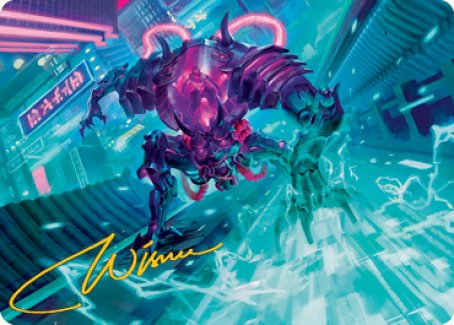 Surgehacker Mech Art Card (Gold-Stamped Signature) [Kamigawa: Neon Dynasty Art Series] MTG Single Magic: The Gathering | Red Claw Gaming